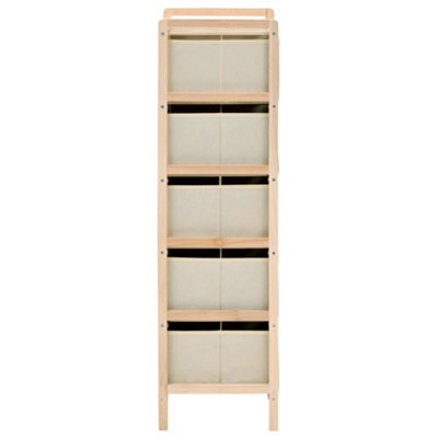 Berkfield Storage Racks with 5 Fabric Baskets 2 pcs Beige Cedar Wood