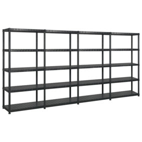 Berkfield Storage Shelf 5-Tier Black 340x40x185 cm Plastic