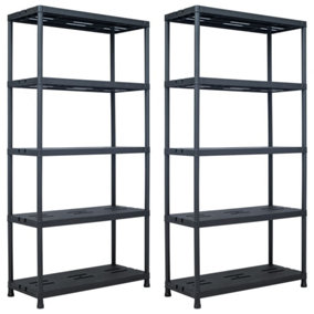 Berkfield Storage Shelf Racks 2 pcs Black 260 kg 90x40x180 cm Plastic
