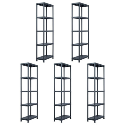 Berkfield Storage Shelf Racks 5 pcs Black 125 kg 60x30x180 cm Plastic