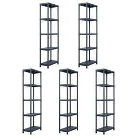 Berkfield Storage Shelf Racks 5 pcs Black 125 kg 60x30x180 cm Plastic
