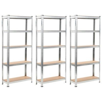 Berkfield Storage Shelves 3 pcs Silver 75x30x172 cm Steel and MDF