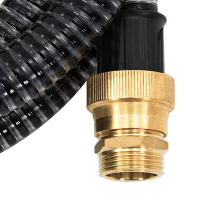 Berkfield Suction Hose with Brass Connectors 15 m 25 mm Black