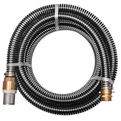 Berkfield Suction Hose with Brass Connectors 4 m 25 mm Black