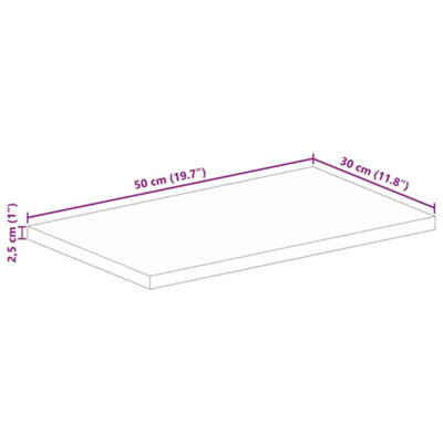 Berkfield Table Top 50x30x2.5 cm Rectangular Solid Wood Mango