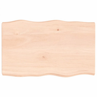 Berkfield Table Top 80x50x6 cm Untreated Solid Wood Oak Live Edge