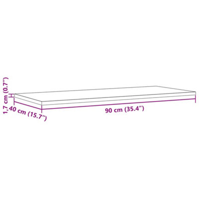 Berkfield Table Top 90x40x1.7 cm Rectangular Solid Wood Pine