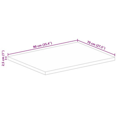 Berkfield Table Top 90x70x2.5 cm Rectangular Solid Wood Reclaimed