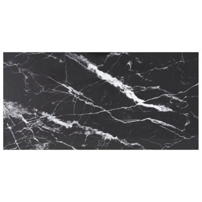 Berkfield Table Top Black 100x50 cm 6mm Tempered Glass with Marble Design
