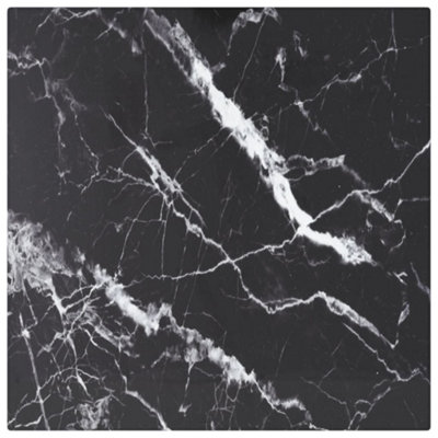 Berkfield Table Top Black 30x30 cm 6 mm Tempered Glass with Marble Design