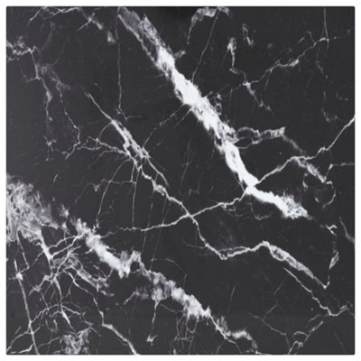 Berkfield Table Top Black 50x50 cm 6 mm Tempered Glass with Marble Design