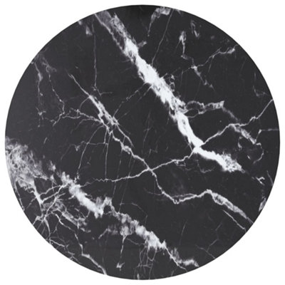 Berkfield Table Top Black Radius 40x0.8 cm Tempered Glass with Marble Design