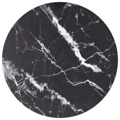 Berkfield Table Top Black Radius 50x0.8 cm Tempered Glass with Marble Design