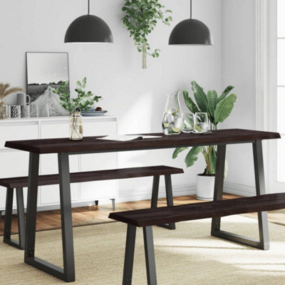 Berkfield Table Top Dark Brown 180x40x(2-4) cm Treated Solid Wood Live Edge