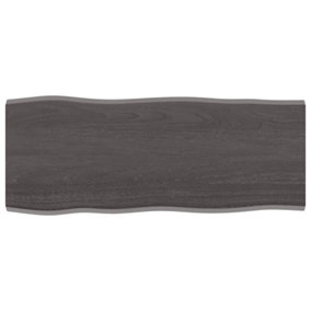 Berkfield Table Top Dark Grey 100x40x2 cm Treated Solid Wood Oak Live Edge