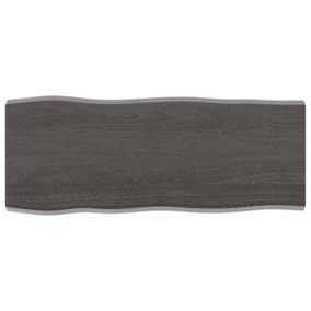 Berkfield Table Top Dark Grey 100x40x4 cm Treated Solid Wood Oak Live Edge