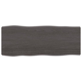 Berkfield Table Top Dark Grey 100x40x6 cm Treated Solid Wood Oak Live Edge