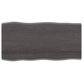 Berkfield Table Top Dark Grey 100x50x4 cm Treated Solid Wood Oak Live Edge