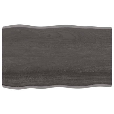 Berkfield Table Top Dark Grey 100x60x4 cm Treated Solid Wood Oak Live Edge