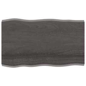 Berkfield Table Top Dark Grey 100x60x4 cm Treated Solid Wood Oak Live Edge
