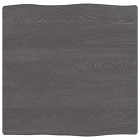Berkfield Table Top Dark Grey 40x40x2 cm Treated Solid Wood Oak Live Edge