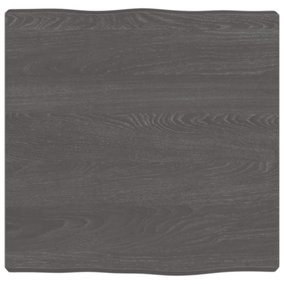 Berkfield Table Top Dark Grey 40x40x4 cm Treated Solid Wood Oak Live Edge