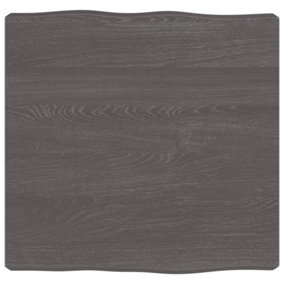 Berkfield Table Top Dark Grey 40x40x6 cm Treated Solid Wood Oak Live Edge