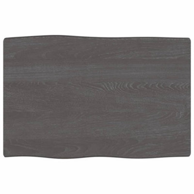 Berkfield Table Top Dark Grey 60x40x2 cm Treated Solid Wood Oak Live Edge