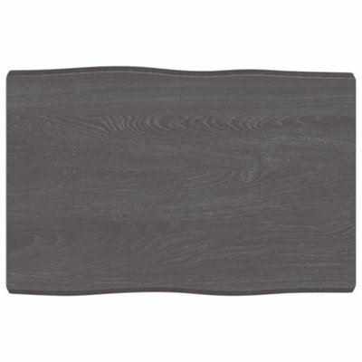 Berkfield Table Top Dark Grey 60x40x4 cm Treated Solid Wood Oak Live Edge