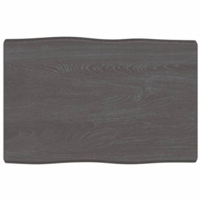 Berkfield Table Top Dark Grey 60x40x4 cm Treated Solid Wood Oak Live Edge