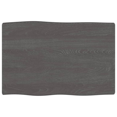 Berkfield Table Top Dark Grey 60x40x6 cm Treated Solid Wood Oak Live Edge