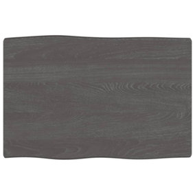 Berkfield Table Top Dark Grey 60x40x6 cm Treated Solid Wood Oak Live Edge