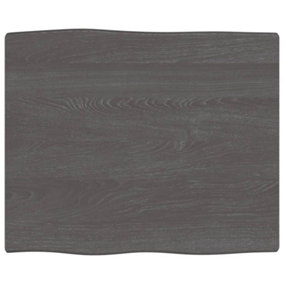 Berkfield Table Top Dark Grey 60x50x2 cm Treated Solid Wood Oak Live Edge