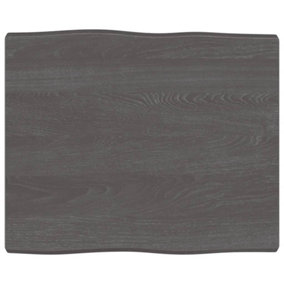 Berkfield Table Top Dark Grey 60x50x4 cm Treated Solid Wood Oak Live Edge