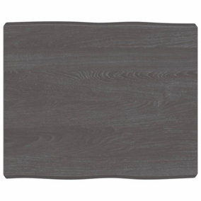 Berkfield Table Top Dark Grey 60x50x6 cm Treated Solid Wood Oak Live Edge