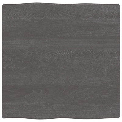 Berkfield Table Top Dark Grey 60x60x2 cm Treated Solid Wood Oak Live Edge