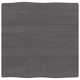 Berkfield Table Top Dark Grey 60x60x4 cm Treated Solid Wood Oak Live Edge