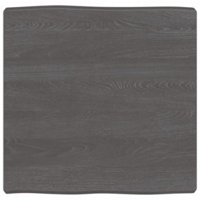 Berkfield Table Top Dark Grey 60x60x6 cm Treated Solid Wood Oak Live Edge