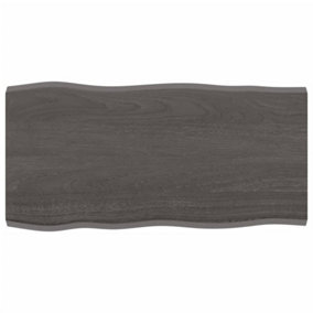 Berkfield Table Top Dark Grey 80x40x2 cm Treated Solid Wood Oak Live Edge