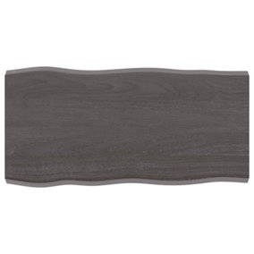 Berkfield Table Top Dark Grey 80x40x4 cm Treated Solid Wood Oak Live Edge