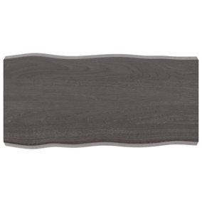 Berkfield Table Top Dark Grey 80x40x6 cm Treated Solid Wood Oak Live Edge