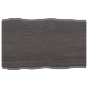 Berkfield Table Top Dark Grey 80x50x2 cm Treated Solid Wood Oak Live Edge