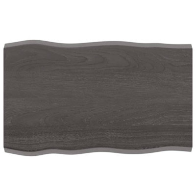 Berkfield Table Top Dark Grey 80x50x4 cm Treated Solid Wood Oak Live Edge