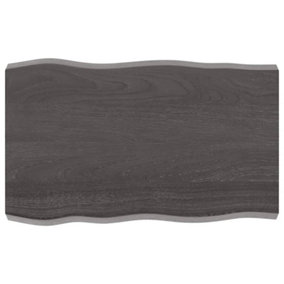Berkfield Table Top Dark Grey 80x50x6 cm Treated Solid Wood Oak Live Edge
