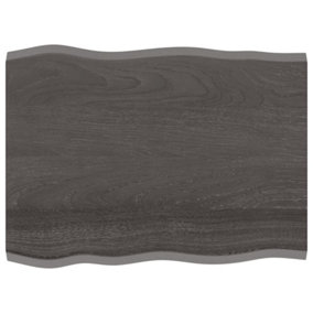Berkfield Table Top Dark Grey 80x60x2 cm Treated Solid Wood Oak Live Edge