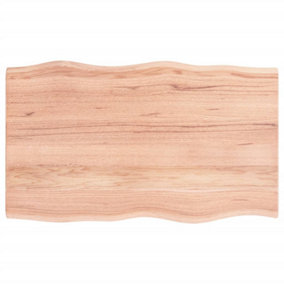Berkfield Table Top Light Brown 100x60x2 cm Treated Solid Wood Oak Live Edge