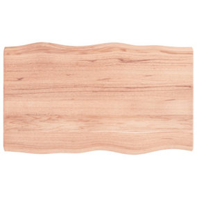 Berkfield Table Top Light Brown 100x60x4 cm Treated Solid Wood Oak Live Edge