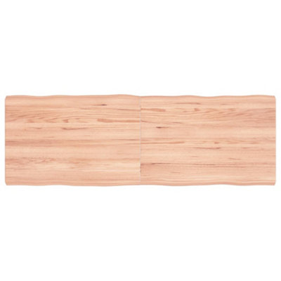 Berkfield Table Top Light Brown 120x40x4 cm Treated Solid Wood Oak Live Edge