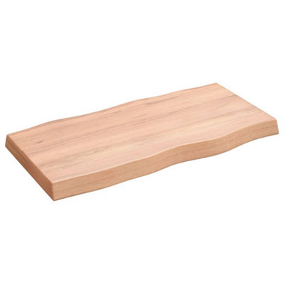 Berkfield Table Top Light Brown 80x40x6 cm Treated Solid Wood Oak Live Edge