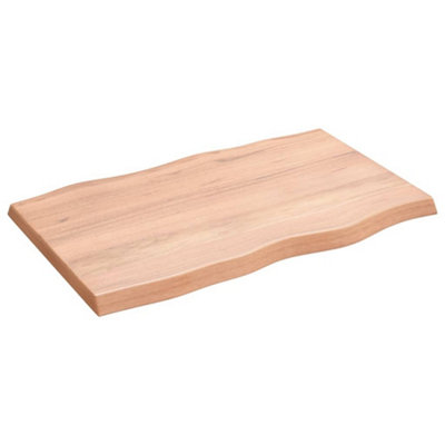 Berkfield Table Top Light Brown 80x50x4 cm Treated Solid Wood Oak Live Edge